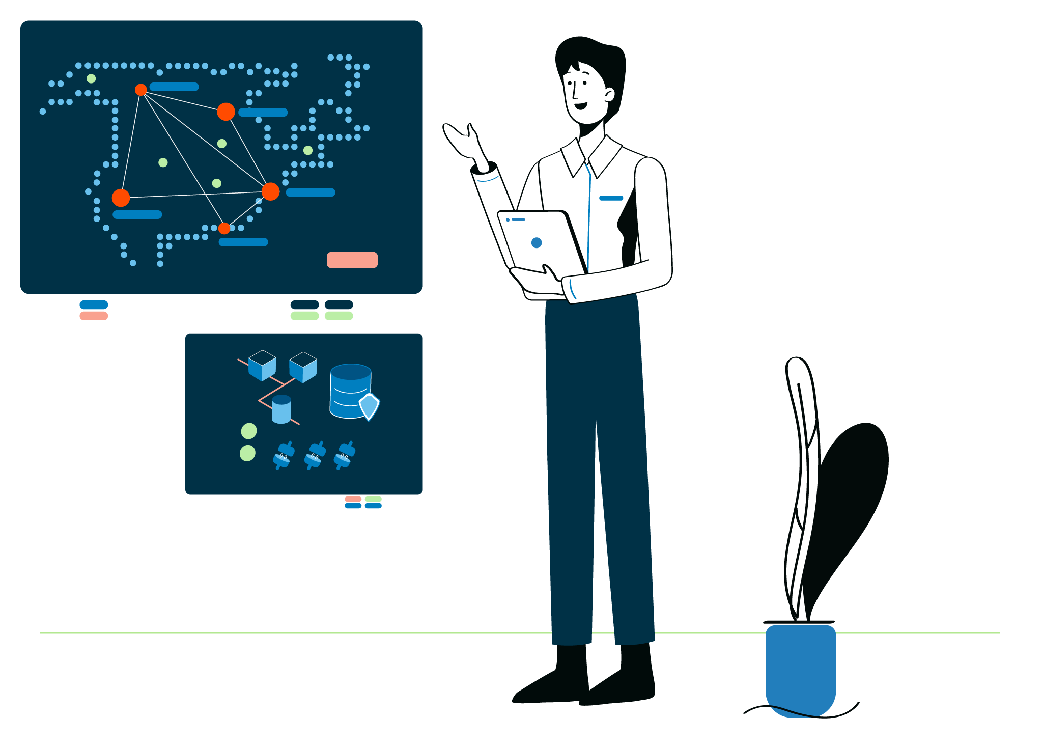 Consultant presenting data systems